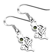 Peridot Celtic Knot Thistle Silver Earrings Set -e295